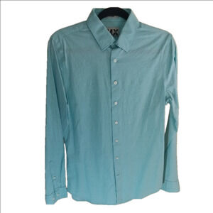 Express Blue Casual Button Down Shirt with Subtle Texture